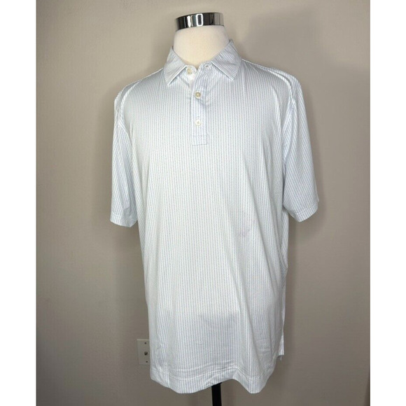 FJ Other - Footjoy FJ ProDry Golf Polo Shirt Mens XL White Blue Wave ZigZag Pattern Print